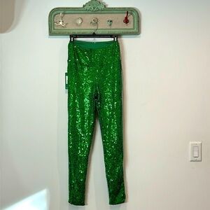 Tipsy Elves GREEN SEQUIN HIGH WAISTED LEGGINGS women’s size small new w tags